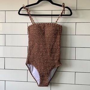 Rylee + Cru Women's Flower Power Smocked One Piece Swimsuit - Amber